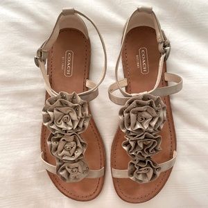 Coach sandals, Size 8.5, Rose Gold Metallic